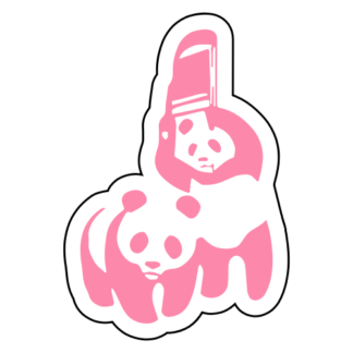 Funny Panda Fight Sticker (Pink)